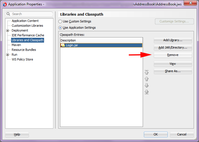 Окно Application Properties Окно Application Properties